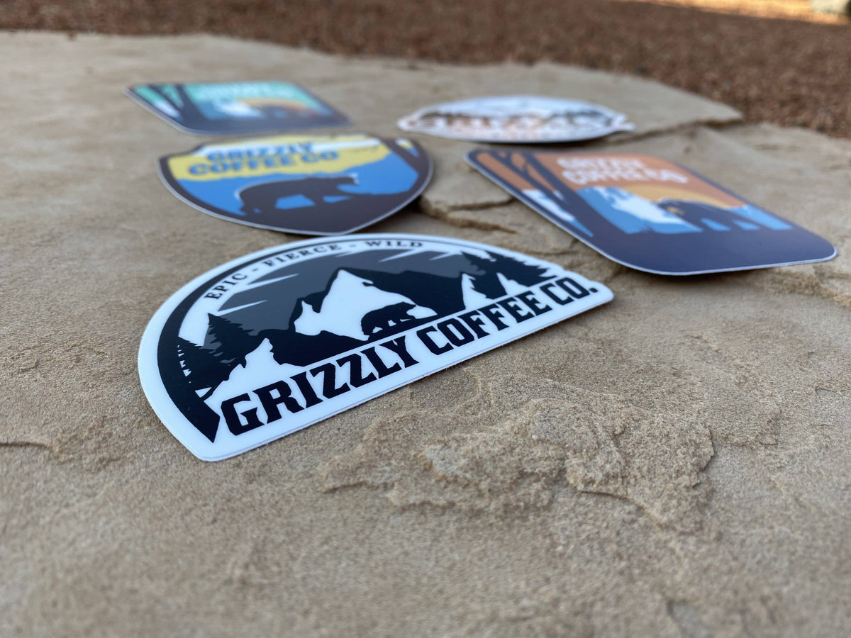 Retro Waterproof Grizzly Coffee Stickers