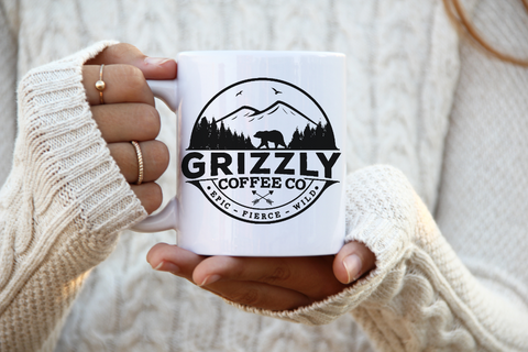 Grizzly Coffee Co Logo Ceramic White Coffee Mug